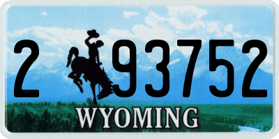 WY license plate 293752