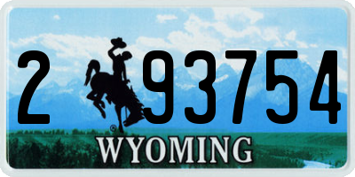WY license plate 293754