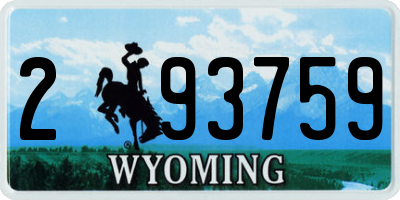 WY license plate 293759