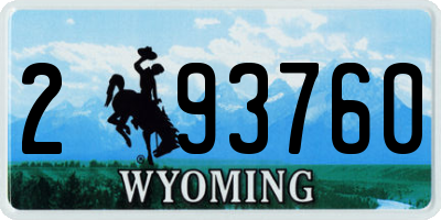 WY license plate 293760