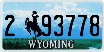 WY license plate 293778