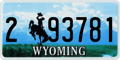 WY license plate 293781