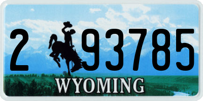 WY license plate 293785