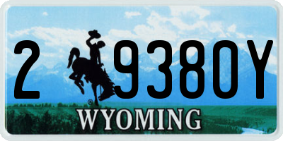 WY license plate 29380Y