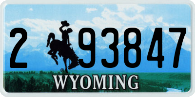 WY license plate 293847