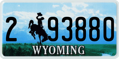 WY license plate 293880