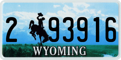 WY license plate 293916