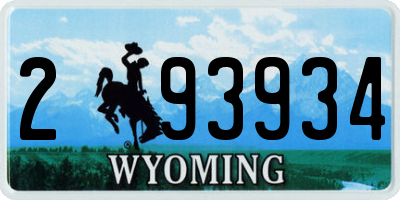 WY license plate 293934