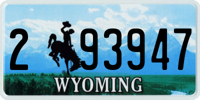 WY license plate 293947