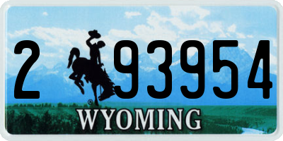 WY license plate 293954