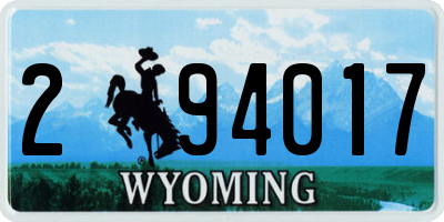 WY license plate 294017