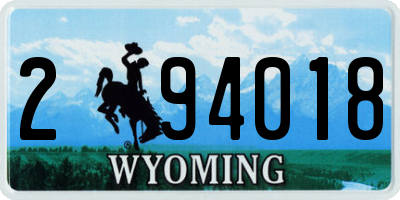 WY license plate 294018