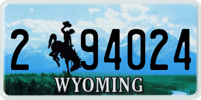 WY license plate 294024