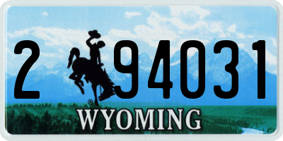 WY license plate 294031