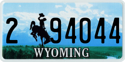 WY license plate 294044
