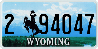 WY license plate 294047