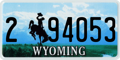 WY license plate 294053