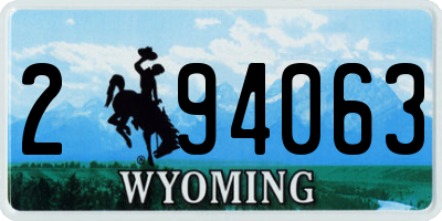 WY license plate 294063