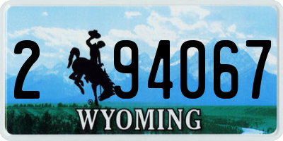 WY license plate 294067