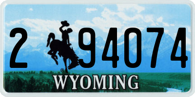 WY license plate 294074