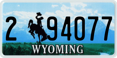 WY license plate 294077