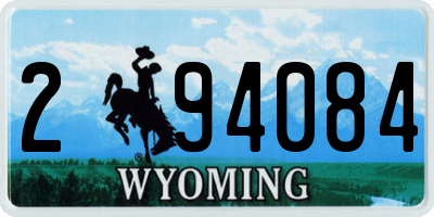 WY license plate 294084