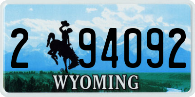 WY license plate 294092