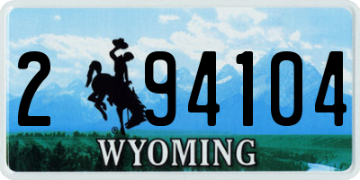 WY license plate 294104