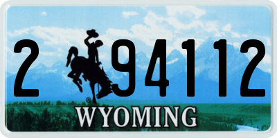 WY license plate 294112