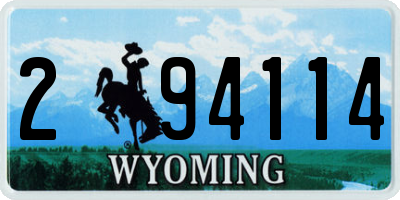 WY license plate 294114