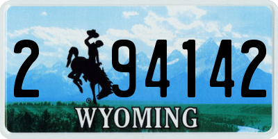 WY license plate 294142