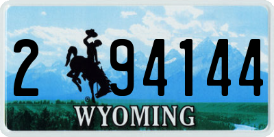 WY license plate 294144