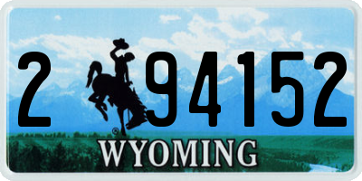 WY license plate 294152