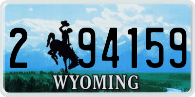 WY license plate 294159