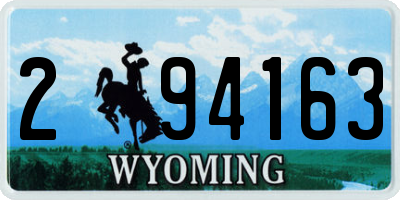 WY license plate 294163