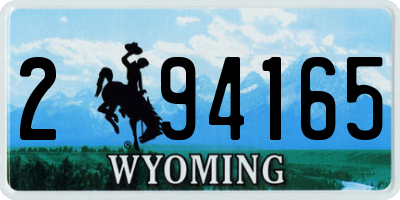 WY license plate 294165