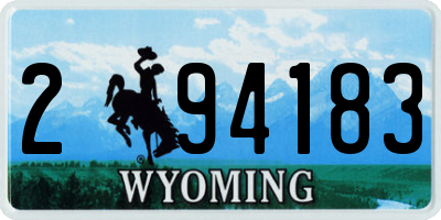 WY license plate 294183