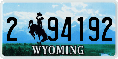 WY license plate 294192