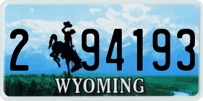 WY license plate 294193