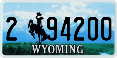 WY license plate 294200