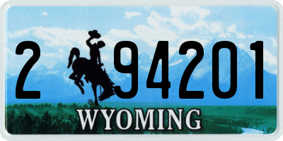 WY license plate 294201