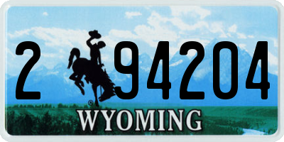 WY license plate 294204