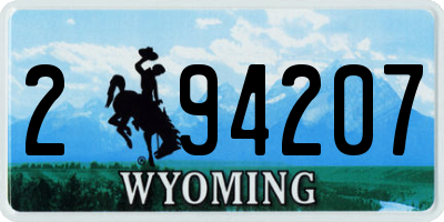 WY license plate 294207