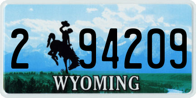WY license plate 294209