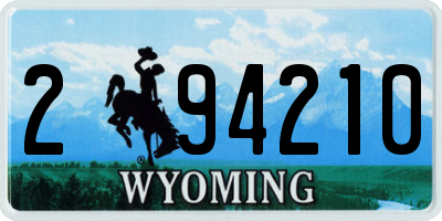 WY license plate 294210