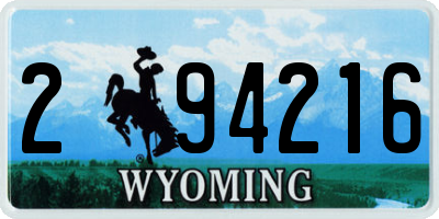 WY license plate 294216