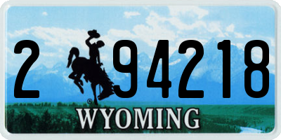 WY license plate 294218
