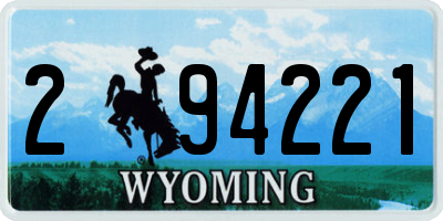 WY license plate 294221