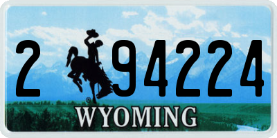 WY license plate 294224