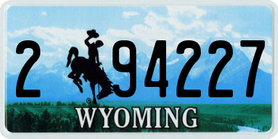 WY license plate 294227